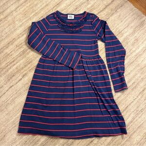Mini Boden Navy and Red Striped Dress size 9-10